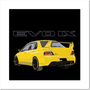 evo 9  yellow rear vortext Posters and Art